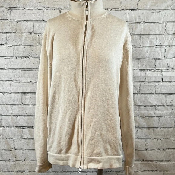 Banana Republic Sweaters - SOLD!! Women’s BR oversized cream full zip up mock neck sweater L